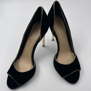 Velvet Black & Gold Jessica Simpson Pumps